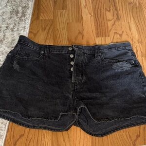 High-Rise Black Denim Women's Shorts